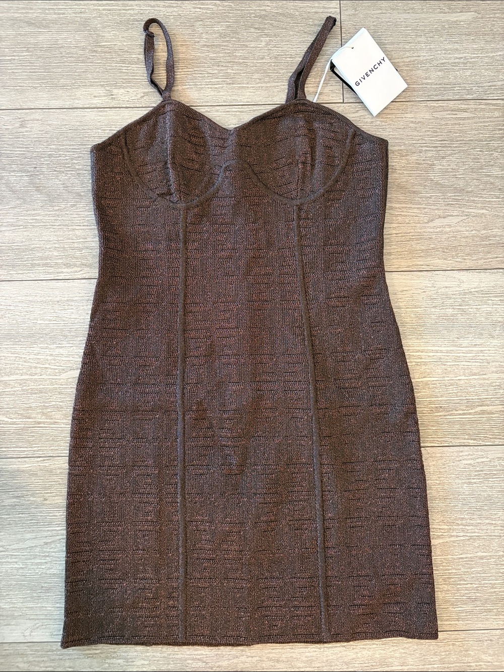 Givenchy Chocolate Brown Knit Bustier Mini Dress Size Medium NWT